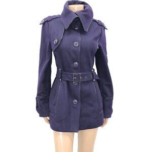 Y2K M60 Miss Sixty Purple Belted Wool Blend 3/4 Trench Coat Jacket L
